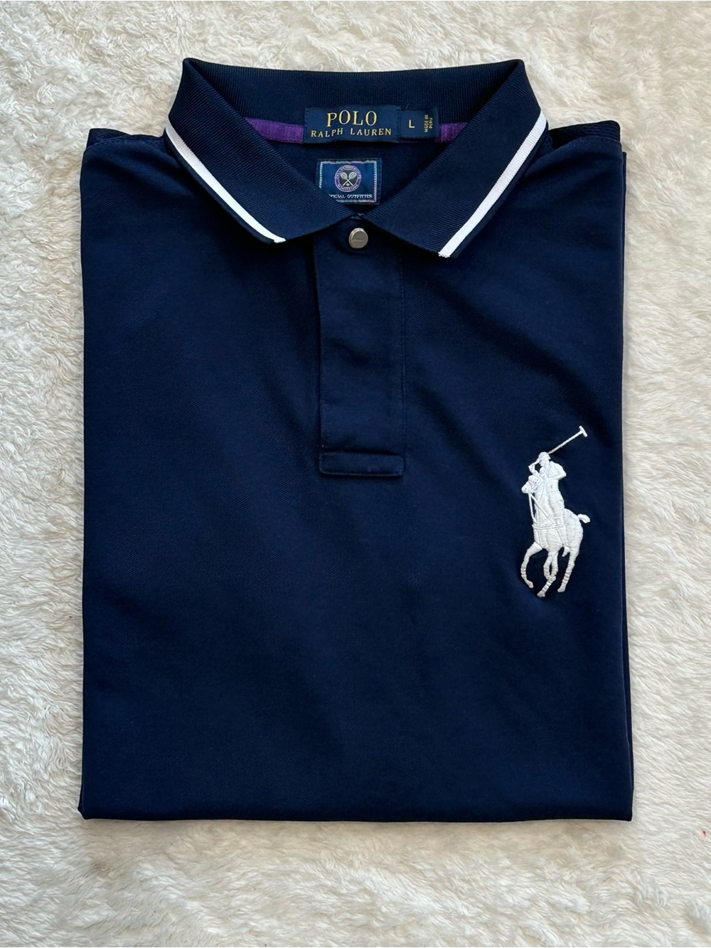 Polo Ralph Lauren Wimbledon 2016 Ball Boy Polo Shirt Navy Green Big Pony Mens L